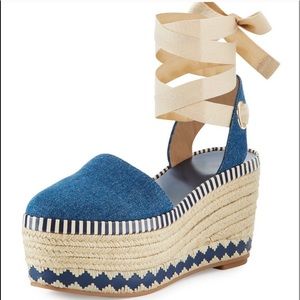 7.5 Tory Burch denim espadrilles